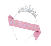 Ensemble coiffe et écharpe d'anniversaire scintillantes pour fêtes d'enfants - Taille spécifique à l'âge de 3 à 10 ans - Décorations de fête d'anniversaire pour enfants