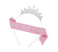 Ensemble coiffe et écharpe d'anniversaire scintillantes pour fêtes d'enfants - Taille spécifique à l'âge de 3 à 10 ans - Décorations de fête d'anniversaire pour enfants