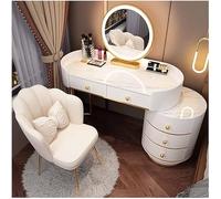 Ensemble coiffeuse avec miroir LED et dessus en imitation marbre, 5 tiroirs et tabouret, commode moderne pour chambre à coucher, parfaite pour mère, fille, épouse ou fille