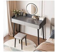 Ensemble coiffeuse de maquillage avec miroir éclairé, tabouret rembourré et 2 tiroirs - Coiffeuse élégante pour les essentiels de beauté