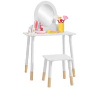 Ensemble coiffeuse pour enfants avec tabouret, coiffeuse 2 pièces pour enfants de 3 à 6 ans - blanc