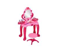 AIYAPLAY Coiffeuse pour Enfants de 3 à 6 Ans Ensemble Coiffeuse et Tabouret avec Miroir 15 PCS, Table de Maquillage avec lumière, Musique, sèche-Cheveux, Rose