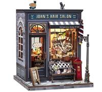 Ensemble Coin Lecture - Puzzle 3D en bois, Mini Maison de Poupée, Salon de Coiffure, Maison Miniature, Décorations