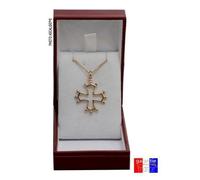 Ensemble collier 50cm et pendentif plaqué Or Croix occitane du Languedoc, Toulouse, provence et sa chaine avec boite pour offrir