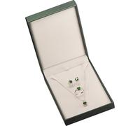 Ensemble collier, boucles d'oreilles et bague - Coffret cadeau pour fiançailles, mariage... Cuir synthétique doux au toucher - Taille de la boîte : 11,4 cm (l) x 16,3 cm (P) x 4,9 (H) (Vert)