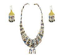 Ensemble collier égyptien et boucles d'oreilles assorties - Bijoux de l'Égypte ancienne en argile du Nil et teintures végétales fabriqués à la main par des artisans, standard, Boue, Pas de gemme