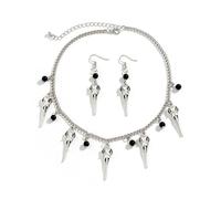 Ensemble collier et boucles d ' oreilles à breloques tête de mort punk, collier gothique réglable, chaîne de cou douce et cool, de cou gothique, chaîne en métal unique, longueur réglable unique