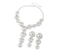 Ensemble collier et boucles d ' oreilles ronds géométriques, chaîne réglable en forme de Y et pompons fluides, conception pour un ensemble de bijoux unique et pratique dynamique, pendentif géométrique