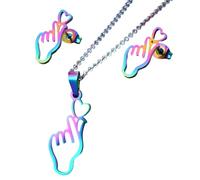 Ensemble collier et boucles d'oreilles à tige en forme de cœur à la main pour un look distinctif pour divers événements et usage quotidien, taille unique, Comme décrit, Comme décrit.