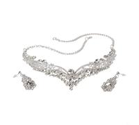 Ensemble collier et boucles d'oreilles de mariée, bijoux tendance pour | Bijoux de mariage européens américains, ensemble de mariage en alliage multicolore, collier de fête coloré, collier de mariée