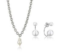Ensemble collier et boucles d'oreilles femme Isabella Ford Morgan Pearl Argenté TU