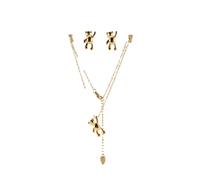 Ensemble collier et boucles d'oreilles puces en or avec pendentifs ours femme 24 Colours Doré TU