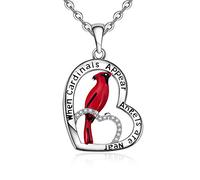 Ensemble collier et bracelet en argent sterling avec pendentif cardinal rouge - Bijoux commémoratifs inspirants de condoléances - Cadeaux paradisiaques pour la perte d'un être cher, Métal, Zircone