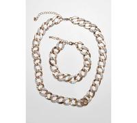 Urban Classics Basic Diamond Necklace and Bracelet Set Boutons de Manchette, Gold, Taille Unique Mixte