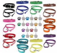Ensemble collier et laisse en cuir vibrant pour chiot, chiens de petite, moyenne et grande taille avec médaille gravée en forme de patte à paillettes personnalisable (taille M (cou de 28 cm à 36 cm