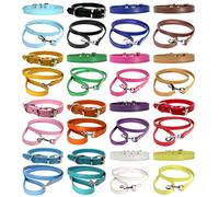 Ensemble collier et laisse en cuir vibrant pour chiot, chiens de petite, moyenne et grande taille (taille S (cou de 27 cm à 33 cm), bleu layette