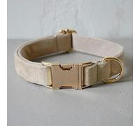 Ensemble Collier et Laisse en Tissu pour Chien de Taille Moyenne et Grande, Collier avec nœud Papillon, Collier en Velours Kaki, Collier pour Chien, M
