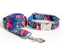 Ensemble Collier et Laisse for Chien Laisse for avec poignée à Joint torique Doux Facile Nettoyer Collier for réglable Boucle dégagement Rapide(Blue,M)