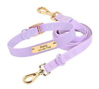 Ensemble collier et laisse imperméables en PVC personnalisé pour chien et chat - Ensemble collier et laisse réglables anti-perte pour animal de compagnie pour labrador bouledogue français, ensemble