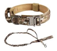 Ensemble Collier et Laisse pour Chien, Collier réglable en Nylon Robuste avec poignée et Boucle en métal, Tactique d'entraînement pour Chien pesant Entre 22, 5 32, 5 kg (L) pour