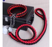 Ensemble collier et laisse pour chien - Corde à double brin faite à la main avec boucle en chaîne en P en métal - Corde d'entraînement durable et d'escalade pour animaux de compagnie - Accessoires