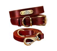 Ensemble Collier Et Laisse Pour Chien En Cuir Personnalisé Avec Plaque Signalétique Collier De Chien Rembourré Personnalisé Réglable Pour Chiens Moyens, Grands Et Petits ( Color : Green , Size : L )