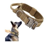 Ensemble collier et laisse pour chien - Robuste pour bergers allemands (chiens de taille moyenne/grande) (collier kaki, tour de cou XL 53-63 cm)