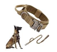 Ensemble collier et laisse pour chien - Très résistant pour bergers allemands (chiens de taille moyenne/grande) (ensemble kaki, tour de cou L 45-55 cm)