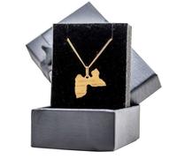 ensemble collier pendentif carte guadeloupe en vrai plaqué or avec chaine 50cm et boite