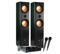Pack ampli et enceintes Hifi Evidence Acoustics Ensemble Colonnes HIFI/Home-Cinéma 1000W PMPO - Enceintes EA-800-PG - Ampli stéréo 100W - USB MP3 SD Bluetooth FM - 2 Micros karaoké