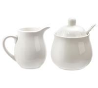 Ensemble coloré Pot à lait et sucre en céramique avec couvercle Cuillère, Service à café Lot de 340,2 gram Crémier Pot à sucre 10 * 12cm blanc