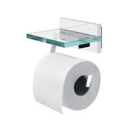 Ensemble combiné Tiger Safira: Porte-rouleau papier toilette avec étagère en verre pratique et porte-rouleau de rechange, Chrome, Chromé