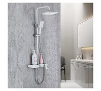 Ensemble combo de pomme de douche, piste de douche à main la tête de pluie combinée de pomme de douche avec étagère, système de douche mural, robe de douche haute pression de luxe ensemble pour salle