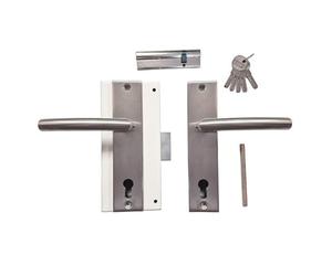 Ensemble Complet 1/ pr Porte en REMPLACEMENT FICHET :Serrure MOTTURA + Cylindre 30 x 80/5 Clés+ Poignées INOX 304"Sans Souci" - Droite