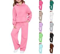 Ensemble complet 2 pièces sweat à capuche pour filles et garçons à manches longues pantalon de survêtement décontracté confortable chaud surdimensionné Y2K vêtements de sport pour la gym, le printemps