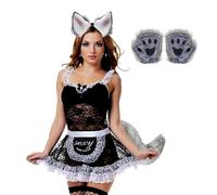 Ensemble complet avec oreilles de loup, queue et gants - Ensemble de déguisement réaliste pour femme - Accessoires doux et festifs pour cosplay sur scène, carnaval, fête
