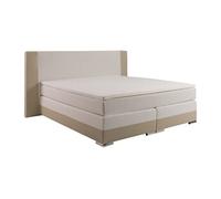 Ensemble complet boxspring tête de lit avec leds + sommiers + matelas + surmatelas - 200 x 200 cm - Simili - Crème et blanc - ASTI II de YSMEE