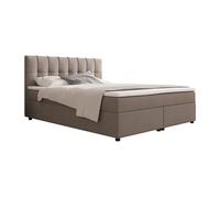 Ensemble complet boxspring tête de lit capitonnée + sommiers + matelas + surmatelas - 160 x 200 cm - Tissu - Gris - SIERO II de YSMÉE