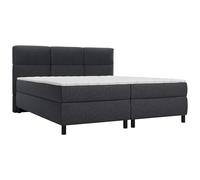 Vente-unique - Ensemble Complet boxspring tête de lit capitonnée + sommiers + Matelas + surmatelas - 2 x 80 x 200 cm - Tissu - Anthracite - LODI de Palacio
