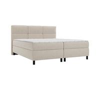 Ensemble complet boxspring tête de lit capitonnée + sommiers + matelas + surmatelas - 2 x 80 x 200 cm - Tissu - Beige - LODI de PALACIO