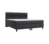 Vente-unique - Ensemble Complet boxspring tête de lit capitonnée + sommiers + Matelas + surmatelas - 2 x 90 x 200 cm - Tissu - Anthracite - LODI de Palacio