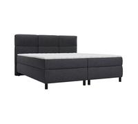 Ensemble complet boxspring tête de lit capitonnée + sommiers + matelas + surmatelas - 2 x 90 x 200 cm - Tissu - Anthracite - LODI de