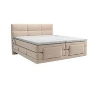 Ensemble complet boxspring tête de lit capitonnée + sommiers relaxation électrique + matelas + surmatelas - 2 x 90 x 200 cm - Tissu - Beige - LODI