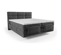 Ensemble complet boxspring tête de lit capitonnée + sommiers relaxation électrique + matelas + surmatelas - 2 x 90 x 200 cm - Tissu - Anthracite -
