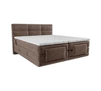 Ensemble complet boxspring tête de lit capitonnée + sommiers relaxation électrique + matelas + surmatelas - 2 x 90 x 200 cm - Tissu - Marron - LODI