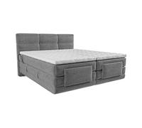 Ensemble complet boxspring tête de lit capitonnée + sommiers relaxation électrique + matelas + surmatelas - 2 x 80 x 200 cm - Tissu - Gris clair -