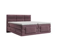 Ensemble complet boxspring tête de lit capitonnée + sommiers relaxation électrique + matelas + surmatelas - 2 x 90 x 200 cm - Tissu - Bordeaux - LODI