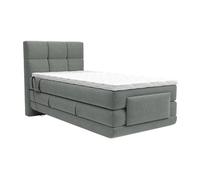 Ensemble complet boxspring tête de lit capitonnée + sommiers relaxation électrique + matelas + surmatelas - 100 x 200 cm - Tissu - Gris clair - LODI de PALACIO
