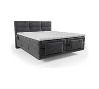 Ensemble complet boxspring tête de lit capitonnée + sommiers relaxation électrique + matelas + surmatelas - 2 x 80 x 200 cm - Tissu - Anthracite -