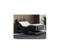 Ensemble complet boxspring tête de lit capitonnée + sommiers relaxation électrique + matelas + surmatelas - 100 x 200 cm - Tissu - Anthracite - LODI